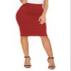 EXCHIC Women's High Waist Bodycon Pencil Skirt Stretchy Knee Length Midi Skirts for Busines Casual (Red, Medium) view 1