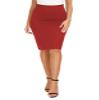 EXCHIC Women's High Waist Bodycon Pencil Skirt Stretchy Knee Length Midi Skirts for Busines Casual (Red, Medium) view 2