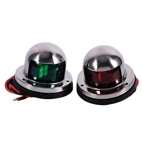 1 Pair LED Bow Boat Navigation Lights Red and Green, 12V Marine Boat Yacht Light Led Kit, Stainless Steel Pontoons Sailing Lights for Boats