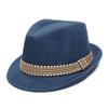 IBTOM CASTLE Boys Kids 3PCS Suspenders Outfit Set Pre Tied Bow Tie Short Trim Fedora Hat for Party Wedding Girls 5-14T Clothes Navy view 2