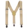IBTOM CASTLE Boys Kids 3PCS Suspenders Outfit Set Pre Tied Bow Tie Short Trim Fedora Hat for Party Wedding Girls 5-14T Clothes Khaki view 4