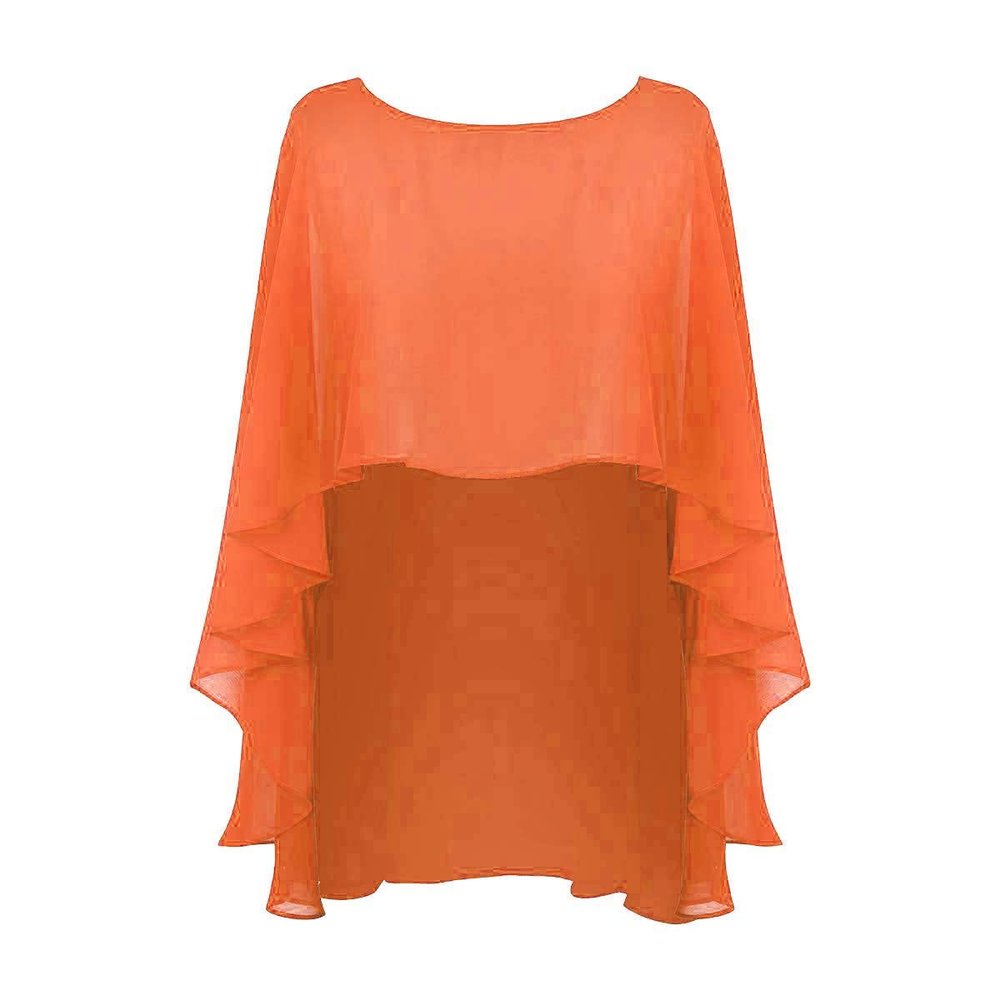 DINGZANCAMO Chiffon Wedding Capes Evening Dress Bridesmaid Stole Formal Scarves Bridal Wraps Long Shawls (Orange)