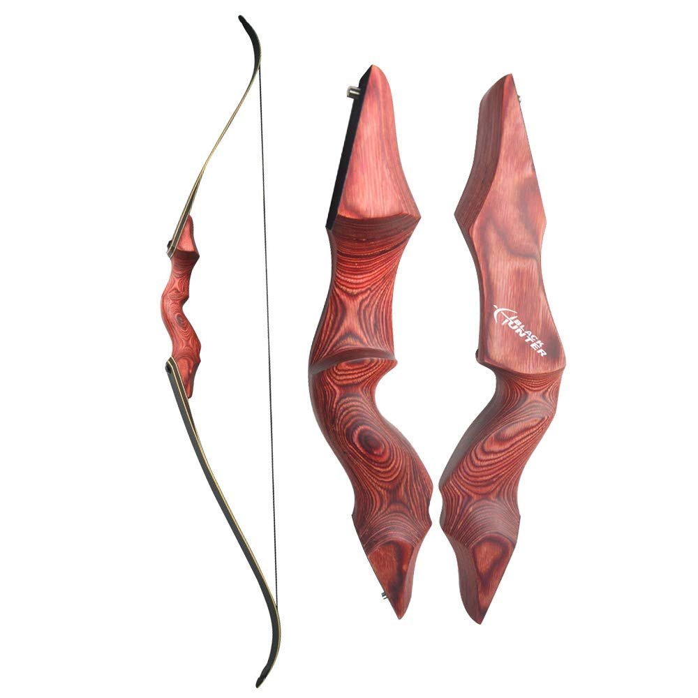 60" Takedown Recurve Bow and Arrow Set Adult Right Hand Wood Bow American Longbow 30-60Lbs Draw Weight (45 lbs, only Bow)