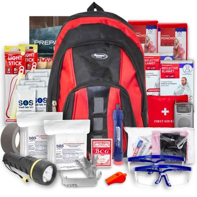 Emergency Zone Essentials 72-Hour Survival Kit - 2 Person | Bug Out Bag Backpack with Water Filter Straw and Emergency Supplies | The Optimal Disaster and Earthquake Emergency Kit