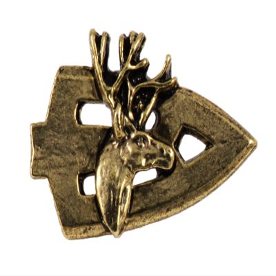 Archery Mule Deer Pin, Gold Plated, 1.25 Inches, 100% Handmade in the USA, Broadhead, Arrowhead with Deer, Bowhunter, Deer Hunter, Hunting, Realistic, Metal, Lapel, Hat, Brooch, Gift, Jewlery, Over 3100 Unique Designs
