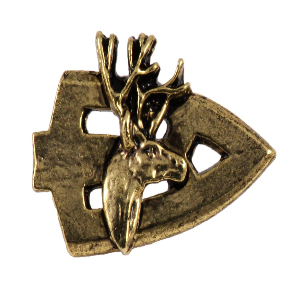 Archery Mule Deer Pin, Gold Plated, 1.25 Inches, 100% Handmade in the USA, Broadhead, Arrowhead with Deer, Bowhunter, Deer Hunter, Hunting, Realistic, Metal, Lapel, Hat, Brooch, Gift, Jewlery, Over 3100 Unique Designs