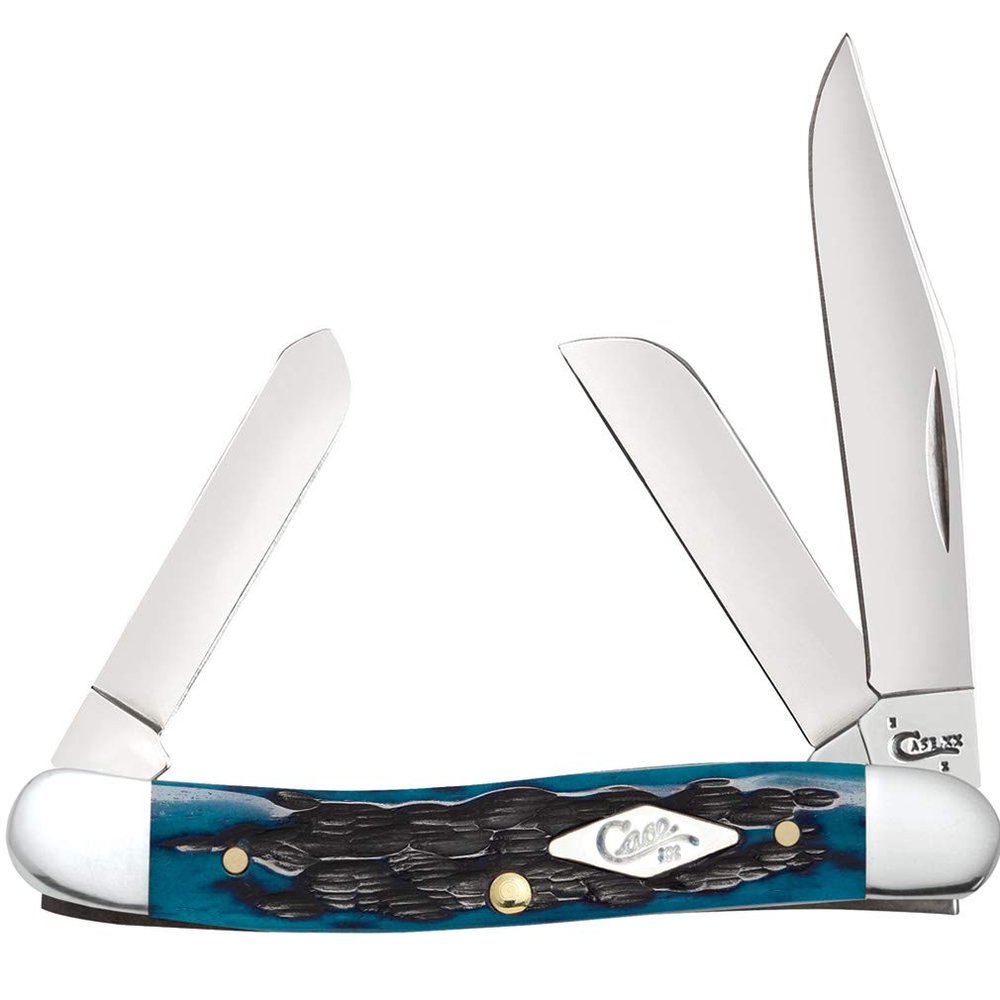 CASE XX WR Pocket Knife 63634 Medium Stockman Peach Seed Jig Ocean Blue Bone One Size