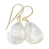 14k Yellow Gold Filled White Mother of Pearl Earrings Large Simple Teardrop MOP Drops view 1