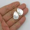 14k Yellow Gold Filled White Mother of Pearl Earrings Large Simple Teardrop MOP Drops view 3