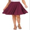 EXCHIC Women's Casual Stretchy Flared Midi Skater Skirts Basic A-Line Pleated Midi Skirt (L, Wine Red) view 1
