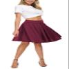 EXCHIC Women's Casual Stretchy Flared Midi Skater Skirts Basic A-Line Pleated Midi Skirt (L, Wine Red) view 3