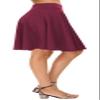 EXCHIC Women's Casual Stretchy Flared Midi Skater Skirts Basic A-Line Pleated Midi Skirt (L, Wine Red) view 4