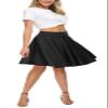 EXCHIC Women's Casual Stretchy Flared Skater Skirt Basic A-Line Pleated Midi Skirt (S, Black) view 3