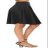 EXCHIC Women's Casual Stretchy Flared Skater Skirt Basic A-Line Pleated Midi Skirt (S, Black) view 4