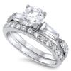 Clear CZ Solitaire Engagement Ring Set .925 Sterling Silver Band Size 5 view 1