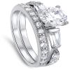Clear CZ Solitaire Engagement Ring Set .925 Sterling Silver Band Size 5 view 2