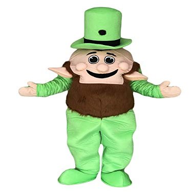 rushopn Adorable Realistic New Leprechaun Mascot Costume with Green Hat
