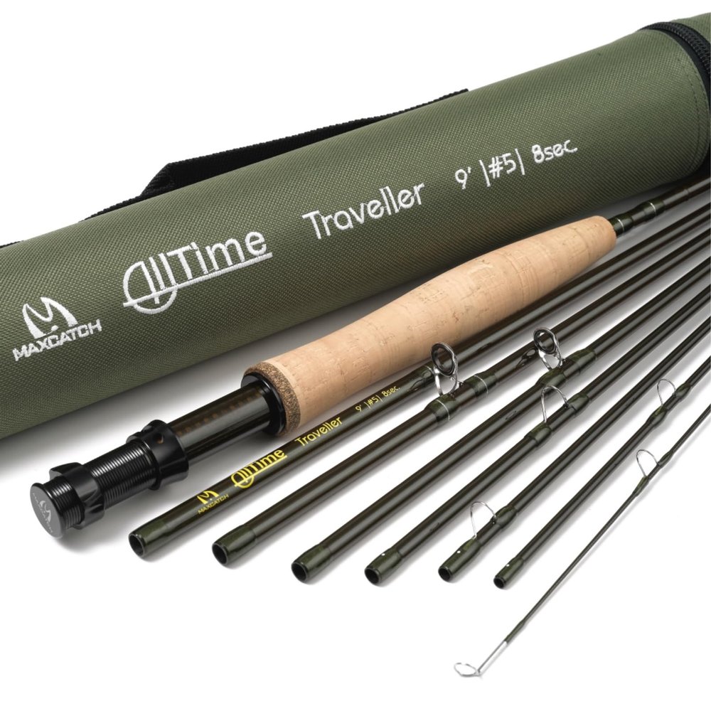 M MAXIMUMCATCH Maxcatch Alltime Travel Fishing Rod-Ultra Compact for Backpacking 8-Piece 9ft with Rod Tube (Size: 5/6/8wt) (Alltime Rod, 9' 6wt 8pcs)