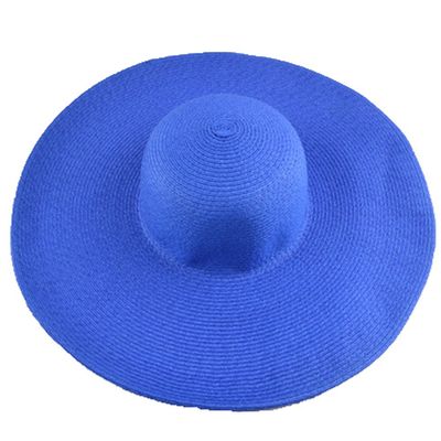 AngelCity Brides Womens Beach Hat Striped Straw Sun, Royal Blue, Size Free Size