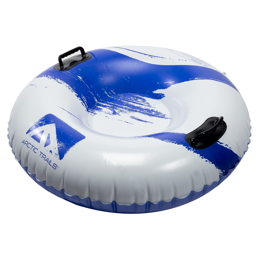 Arctic Trails Single Person Inflatable Snow Sled  Heavy Duty Snow Tube for Kids  Long Lasting Fun  Blue/White