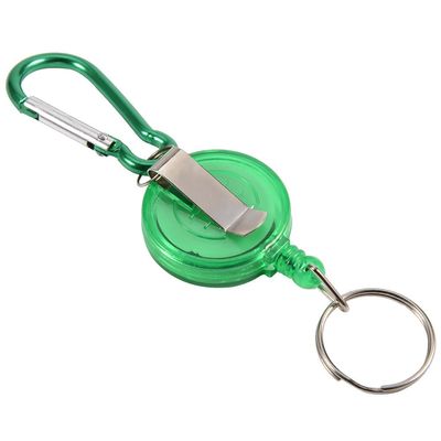 Alomejor 3Pcs Reel Key Chain Fly Fishing Heavy Duty Retractable Reel Chain Key Holder Split Ring Steel Cord Reel(Green)