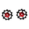 2pcs Wheel Aluminum Alloy Rear Derailleur Wheel Fit for Bicycle (Black+Red ) view 2
