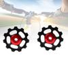 2pcs Wheel Aluminum Alloy Rear Derailleur Wheel Fit for Bicycle (Black+Red ) view 3