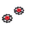 2pcs Wheel Aluminum Alloy Rear Derailleur Wheel Fit for Bicycle (Black+Red ) view 4