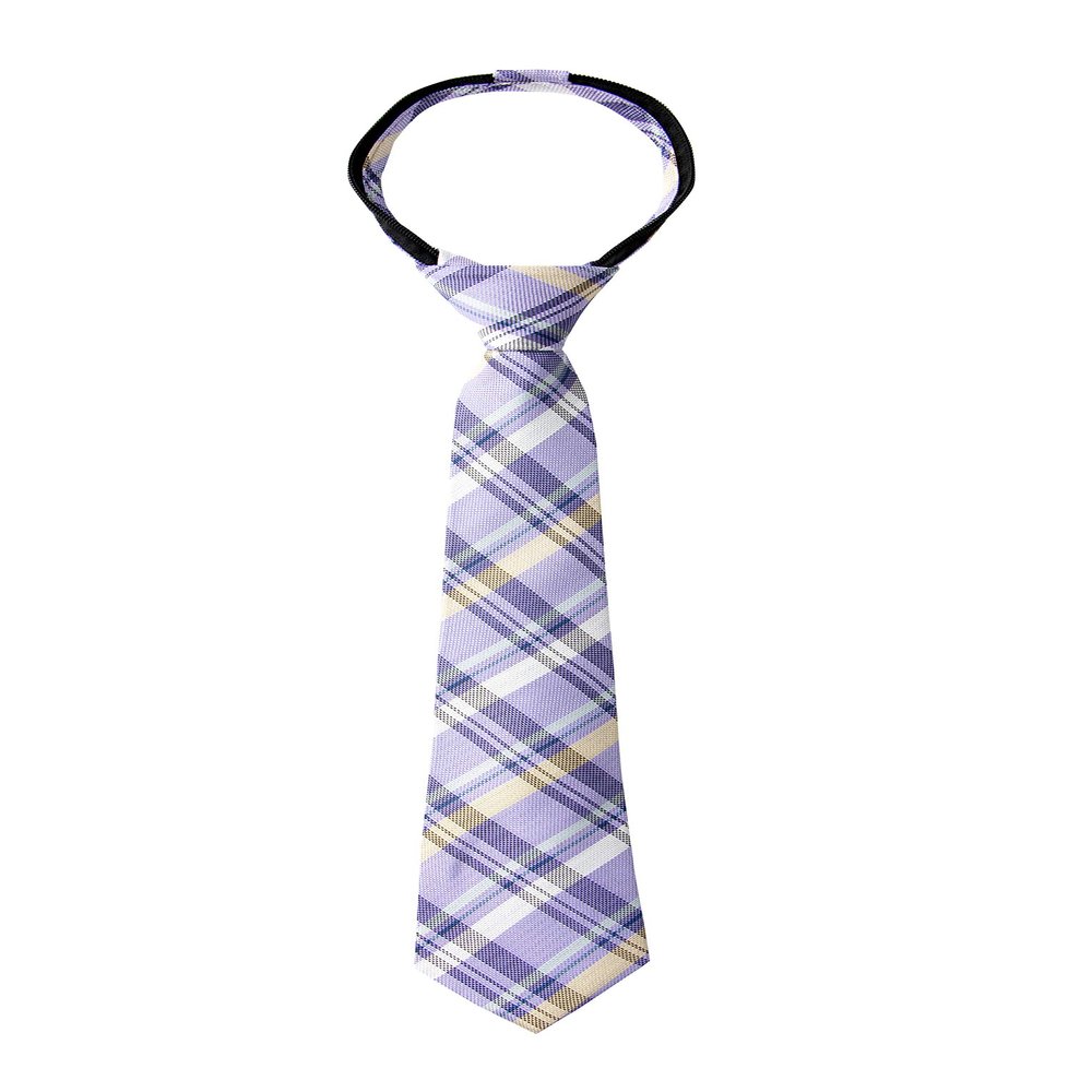 Spring Notion Boy's Tartan Plaid Woven Zipper Tie Lilac Large