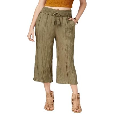 American Rag Juniors' Crinkled Gaucho Pants (Olive, XS)