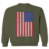 0073. Vintage u.s. American Flag United States of America USA Proud Patriotic Style Men's Crewneck Sweatshirt (Olive, Small) view 1
