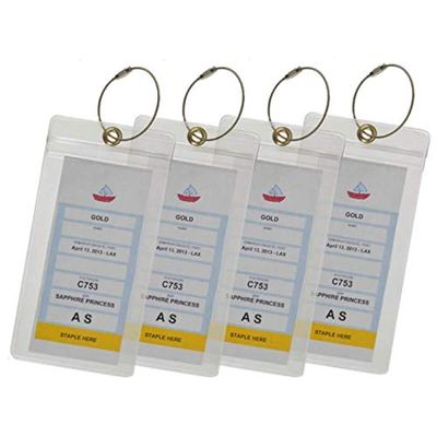 Cruise Luggage Tag Holders for Carnival, Princess & NCL Cruises Zip Seal Waterproof Clear PVC Tags