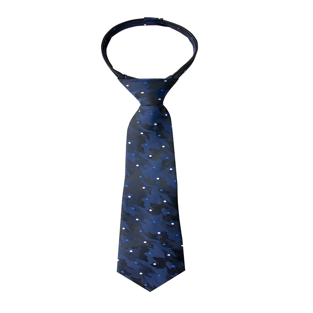 Spring Notion Boy's Dotted Camouflage Woven Zipper Tie Navy Medium