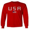 0065. USA American Flag United States of America Patriotic Military Style Men's Long Sleeve t Shirt (Red, X-Large) view 1