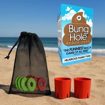 Bunghole Beach Toss Game  Fun & Portable Ring Toss Game  Lightweight Mini Cornhole Set for Beach, Backyard or Lake  Travel-Friendly Entertainment with Easy Setup