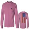 0072. Vintage American Flag United States Graphic USA 4th of July Memorial Military Patriotic Style Men's Long Sleeve t Shirt (Pink X-Large) view 1