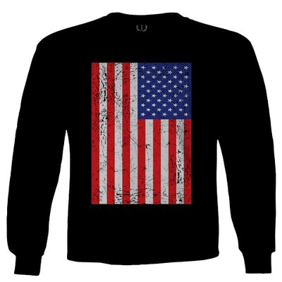 0073. Vintage u.s. American Flag United States of America USA Proud Patriotic Style Men's Long Sleeve t Shirt (Black, X-Large)