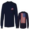 0072. Vintage American Flag United States Graphic USA 4th of July Memorial Military Patriotic Style Men's Long Sleeve t Shirt (Navy Blue, X-Large) view 1