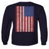 0072. Vintage American Flag United States Graphic USA 4th of July Memorial Military Patriotic Style Men's Long Sleeve t Shirt (Navy Blue, X-Large) view 3