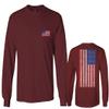 0072. Vintage American Flag United States Graphic USA 4th of July Memorial Military Patriotic Style Men's Long Sleeve t Shirt (Maroon 2X Large) view 1