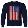 0073. Vintage u.s. American Flag United States of America USA Proud Patriotic Style Men's Long Sleeve t Shirt (Characol, 2X Large) view 1