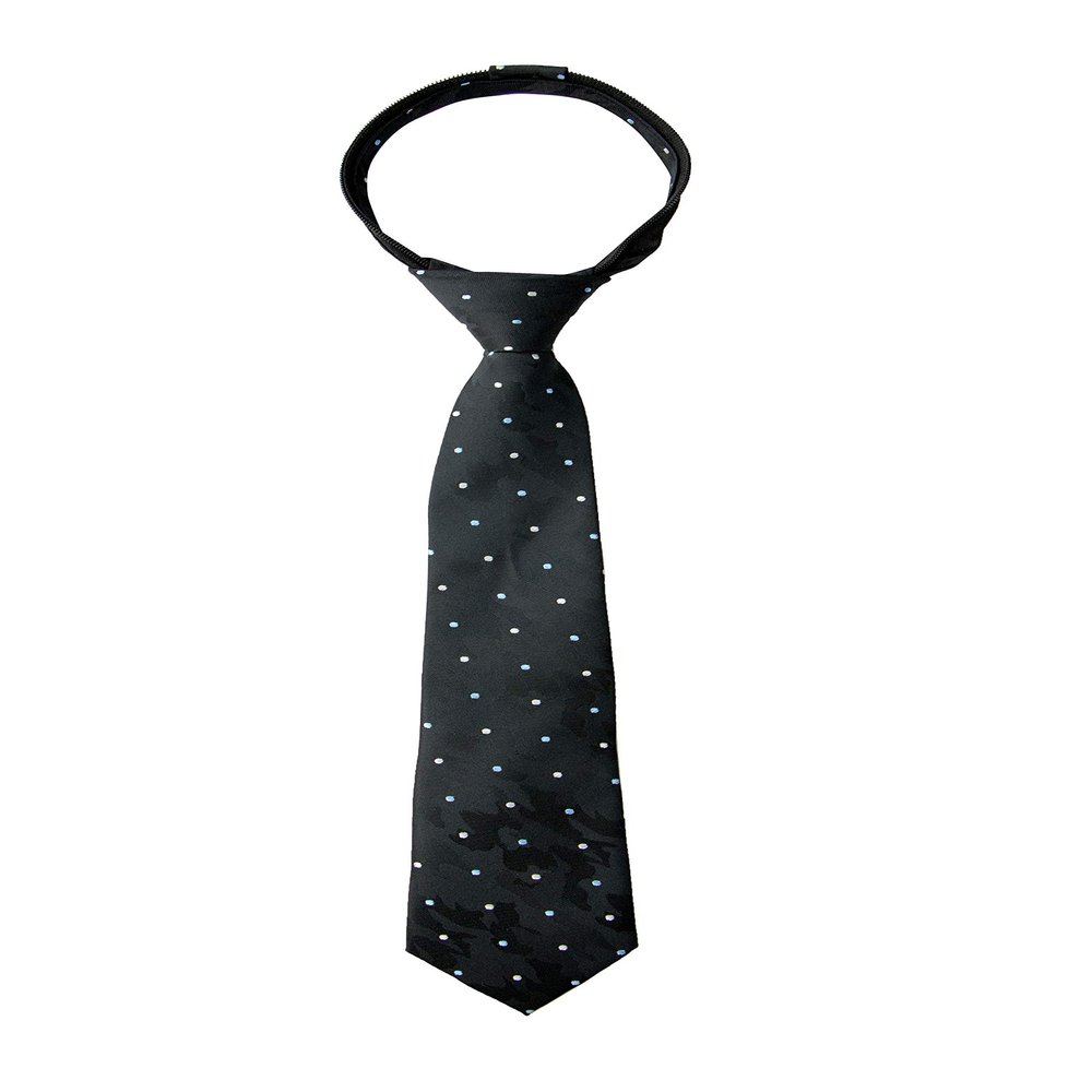 Spring Notion Boy's Dotted Camouflage Woven Zipper Tie Black Small