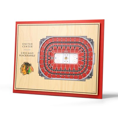 NHL Chicago Blackhawks Nhl 5 Layer Stadiumviews 3D Wall Art, 17" x 13" x 5/8", Brown