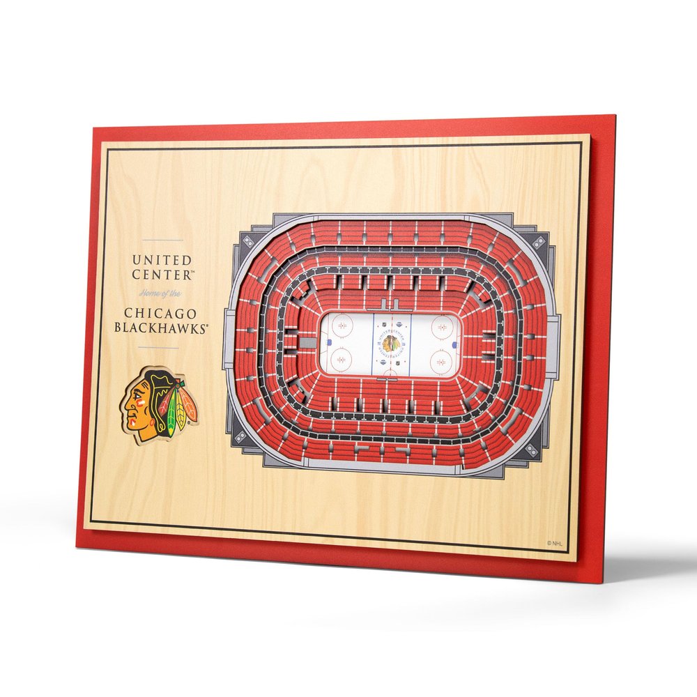 NHL Chicago Blackhawks Nhl 5 Layer Stadiumviews 3D Wall Art, 17" x 13" x 5/8", Brown