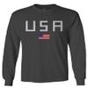 0065. USA American Flag United States of America Patriotic Military Style Men's Long Sleeve t Shirt (Characol, Medium) view 1