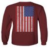 0072. Vintage American Flag United States Graphic USA 4th of July Memorial Military Patriotic Style Men's Long Sleeve t Shirt (Maroon X-Large) view 2