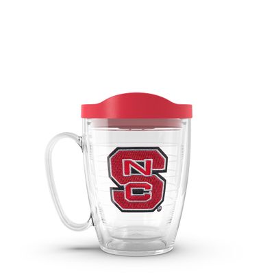 Tervis Made in USA Double Walled North Carolina State Wolfpack Insulated Tumbler Cup Keeps Drinks Cold & Hot, 16oz Mug - Red Lid, Primary Logo