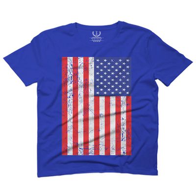 0073. Vintage u.s. American Flag United States of America USA Proud Patriotic Style for Men T Shirt (Royal 2X-Large)