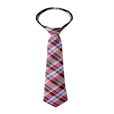 Spring Notion Boy's Tartan Plaid Woven Zipper Tie Burgundy Large