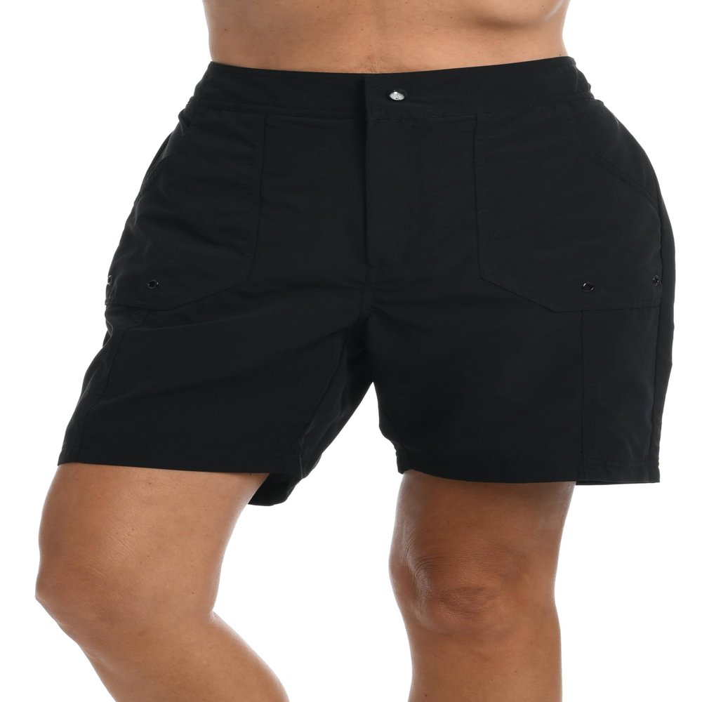 Maxine of Hollywood Women's Standard 7'' Woven Swim Short, Black//Solid, 18